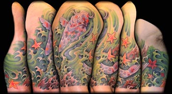 Looking for unique  Tattoos? koi in green water
